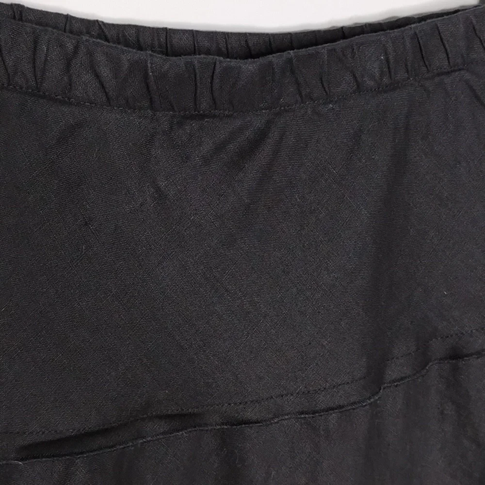Soft Surroundings Linen Tiered Skirt Black PM Petite Medium - Picture 3 of 7